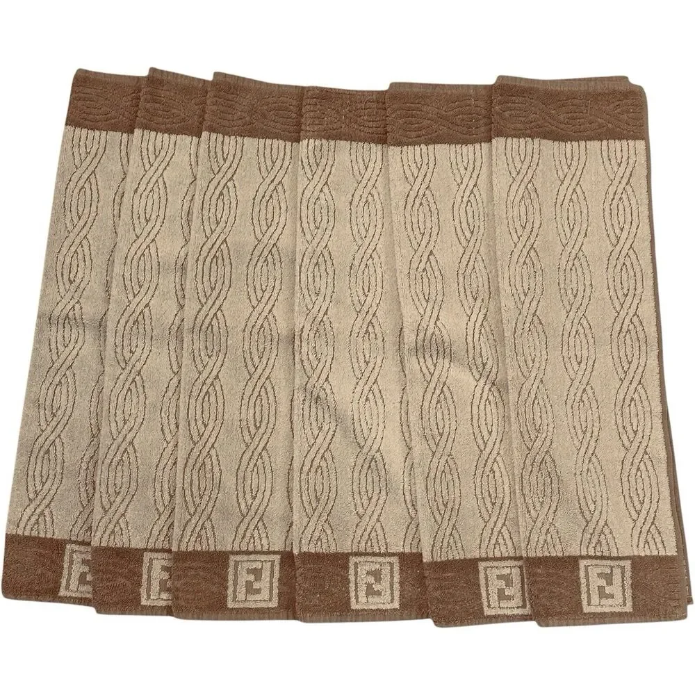 6 VTG Fendi Cotton 100% Bath Towel Floor Mat 16 X 27 Royalton/Bibb USA Tan Beige